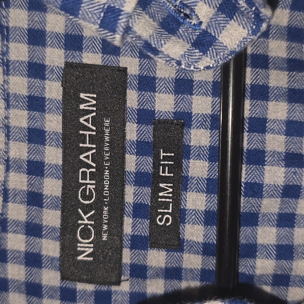 Blue Checkered Men's Long-Sleeve Shirt Size Medium - Picture 2 of 4